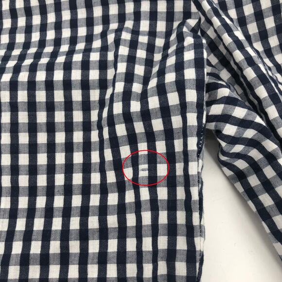 J Crew Factory Pants Womens 8 Gingham Cropped Straight Skimmer Cotton Navy Blue - Picture 9 of 9